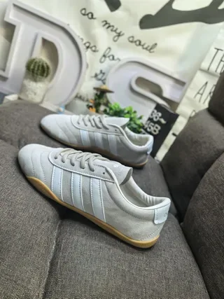 Adidas Beige White Suede Upper Three Stripes Lifestyle Sneakers 7