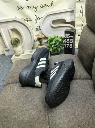 Adidas Black Beige Chunky Platform Sole Suede And Mesh Upper Lifestyle Sneakers 6
