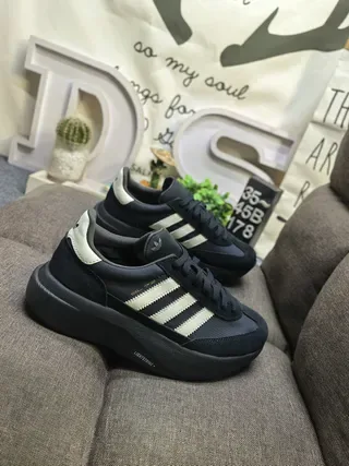 Adidas Black Beige Chunky Platform Sole Suede And Mesh Upper Lifestyle Sneakers 9