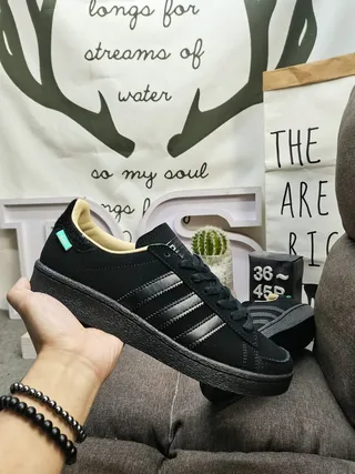 Adidas Black Beige Suede Upper Cream Lining Lifestyle Sneakers 6