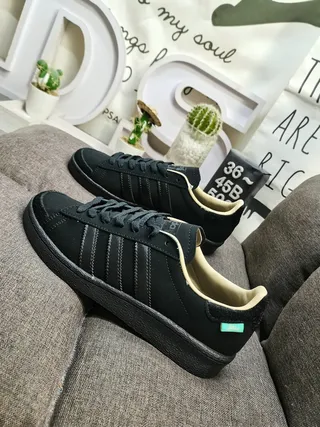 Adidas Black Beige Suede Upper Cream Lining Lifestyle Sneakers 7