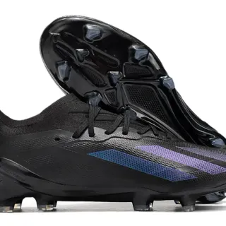 Adidas Black Blue Low-Cut Sock-Fit Upper Iridescent Gradient Stripes Firm-Ground Soccer Shoes
