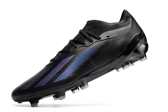 Adidas Black Blue Low-Cut Sock-Fit Upper Iridescent Gradient Stripes Firm-Ground Soccer Shoes 3