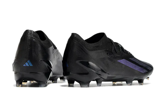 Adidas Black Blue Low-Cut Sock-Fit Upper Iridescent Gradient Stripes Firm-Ground Soccer Shoes 5