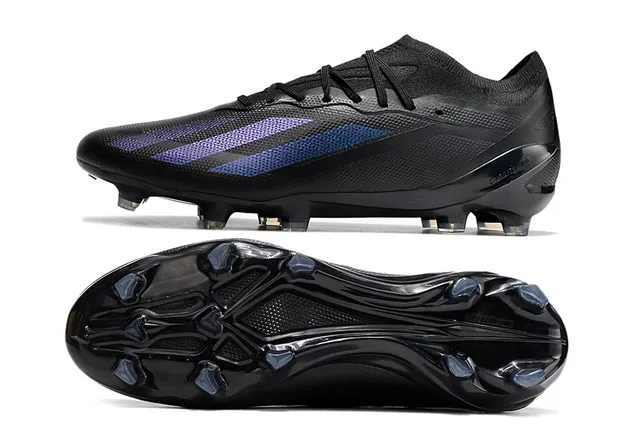 Adidas Black Blue Low-Cut Sock-Fit Upper Iridescent Gradient Stripes Firm-Ground Soccer Shoes 6