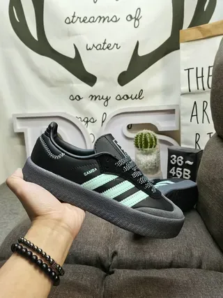 Adidas Black Green Low-Top Cupsole Lifestyle Sneakers 5