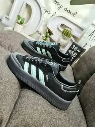 Adidas Black Green Low-Top Cupsole Lifestyle Sneakers 7