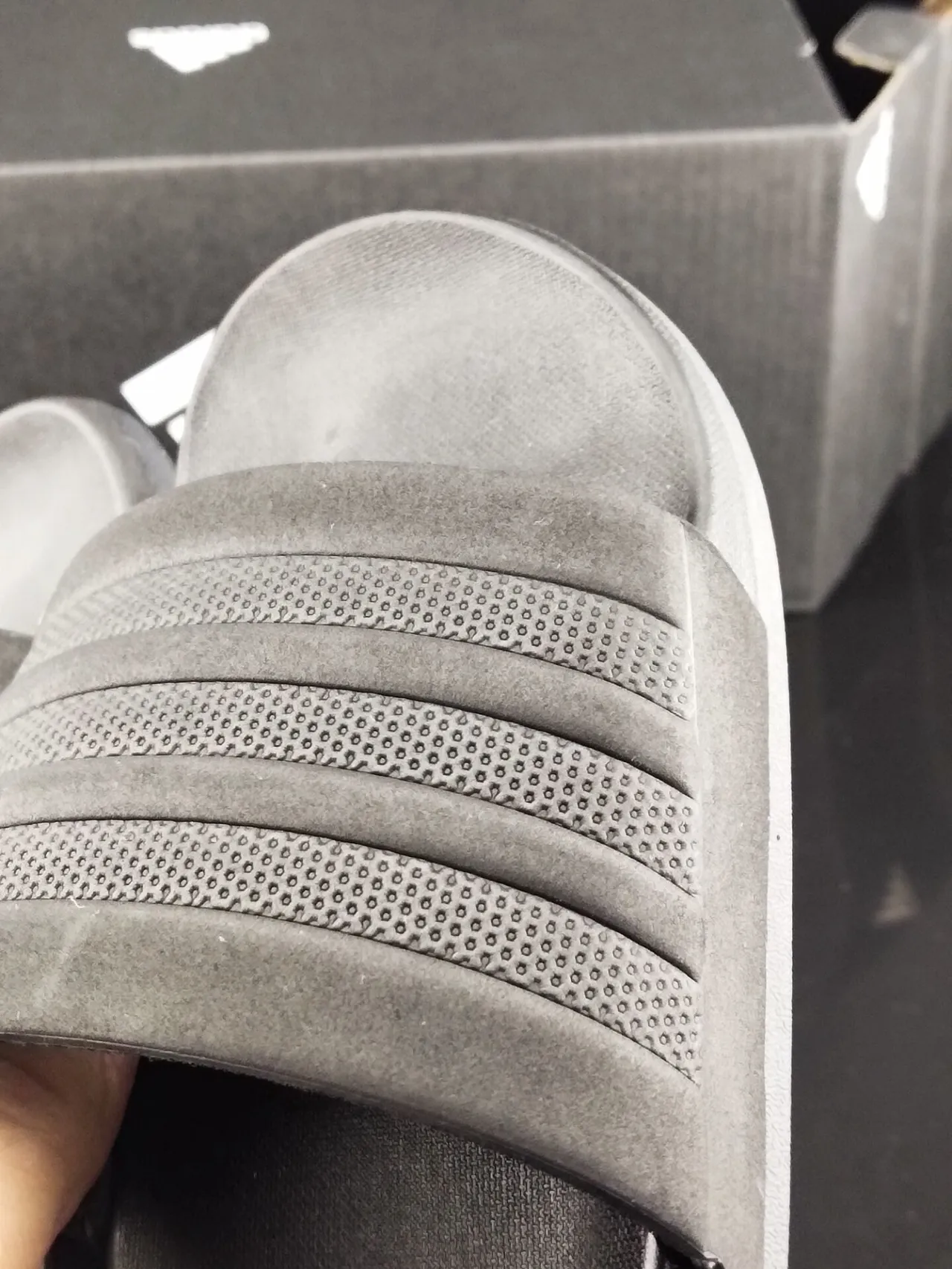 Adidas Black Monochrome Three-Stripe Strap Slippers 6