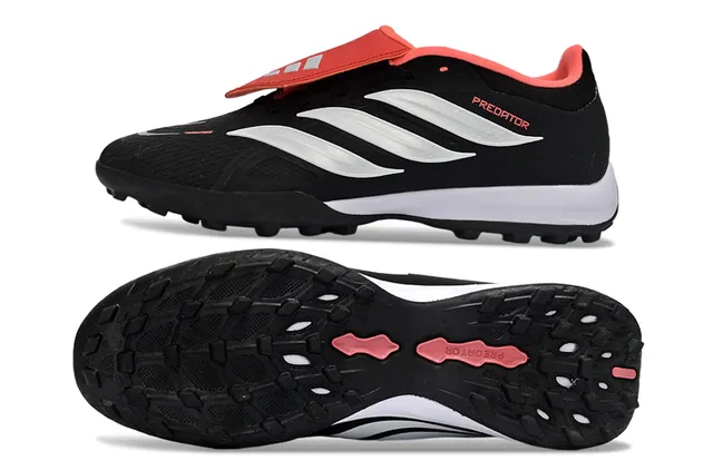 Adidas Chaussures de Football Turf Noir Rose Low-Cut Fermeture par Sangle 6
