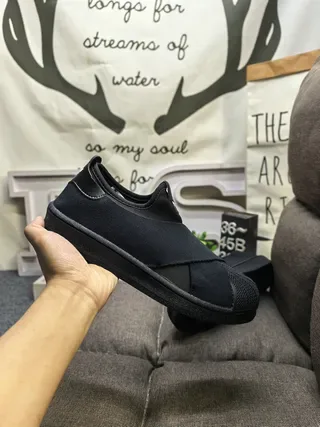 Adidas Black Slip-On Elastic Strap Lifestyle Sneakers 5