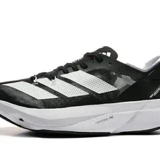 Adidas Black White Engineered Mesh Upper Three-Stripe Branding Running Shoes