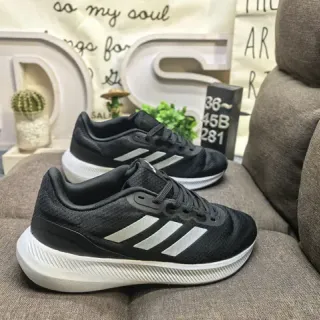 Adidas Black White Knit Upper Three-Stripe Side Panel Lifestyle Sneakers