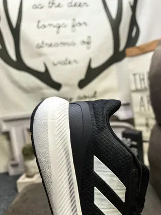Adidas Black White Knit Upper Three-Stripe Side Panel Lifestyle Sneakers 3