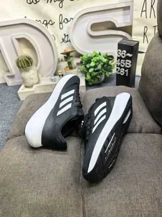 Adidas Black White Knit Upper Three-Stripe Side Panel Lifestyle Sneakers 6