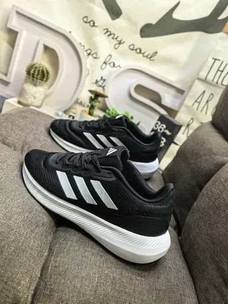 Adidas Black White Knit Upper Three-Stripe Side Panel Lifestyle Sneakers 7