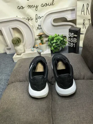 Adidas Black White Knit Upper Three-Stripe Side Panel Lifestyle Sneakers 8