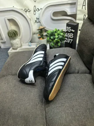 Adidas Black White Leather Upper Quilted Toe Cap Lifestyle Sneakers 6