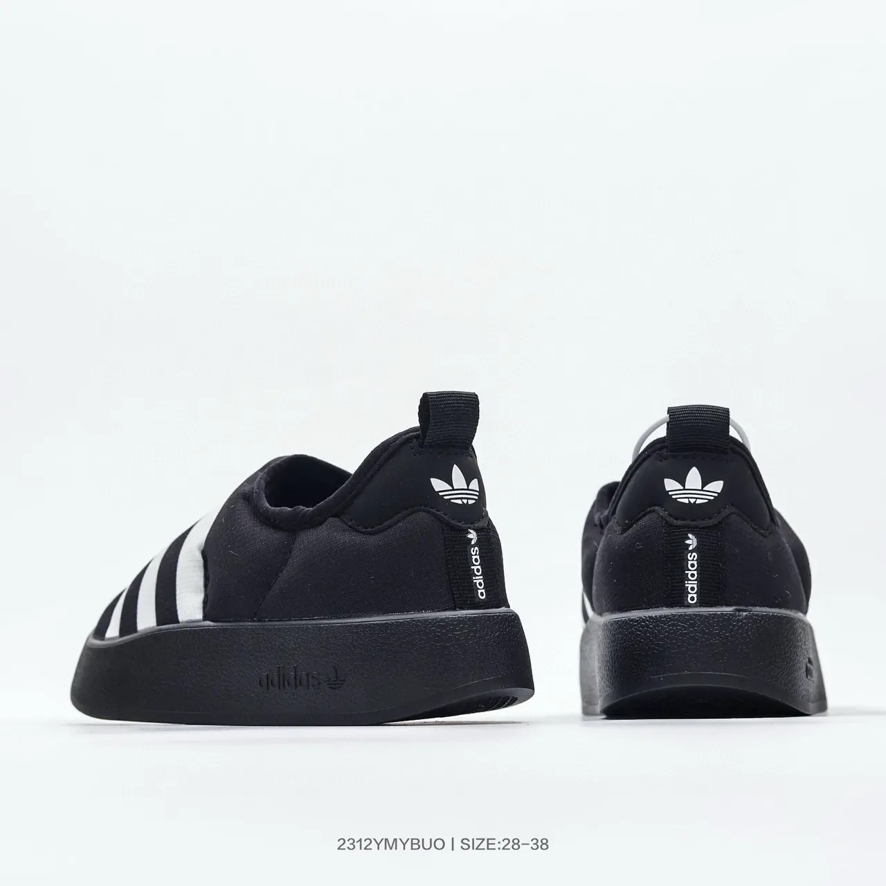 Adidas काला सफेद स्लिप-ऑन प्लेटफॉर्म सोल लाइफस्टाइल स्नीकर 6