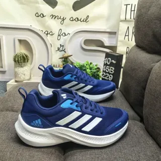 Adidas Blue and White Three-Stripe Lifestyle Sneakers