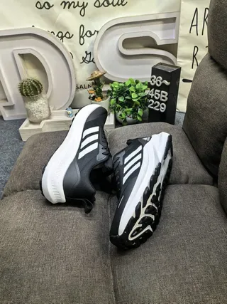 Adidas Blue and White Three-Stripe Lifestyle Sneakers 6