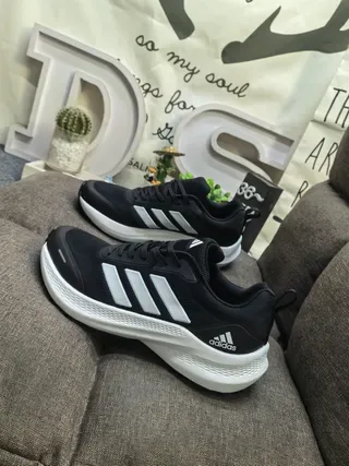 Adidas Blue and White Three-Stripe Lifestyle Sneakers 7