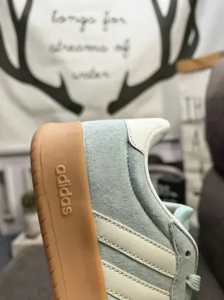 Adidas Blue Beige Suede Upper Three-Stripe Side Panel Lifestyle Sneakers 3