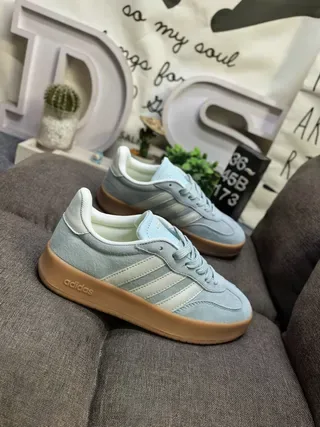 Adidas Blue Beige Suede Upper Three-Stripe Side Panel Lifestyle Sneakers 9