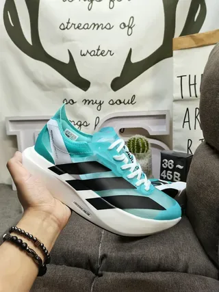 Adidas Blue Black Translucent Aqua Upper Three-Stripe Branding Lifestyle Sneakers 5
