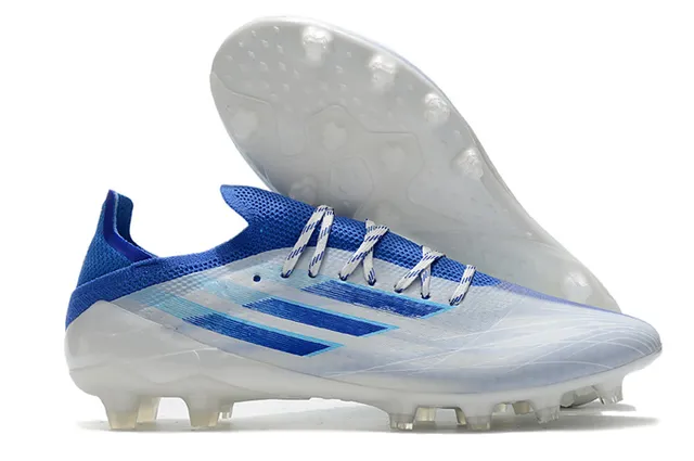 Adidas Sapatos de Futebol Azul Rosa, Parte Superior de Tricô de Corte Baixo, Cadarços Assimétricos, Gramado Firme 4