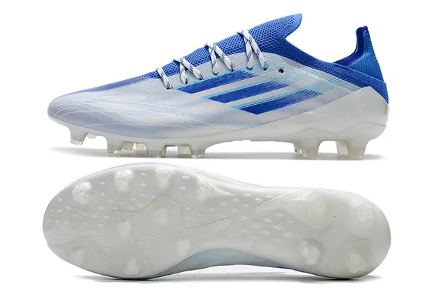 Adidas Sapatos de Futebol Azul Rosa, Parte Superior de Tricô de Corte Baixo, Cadarços Assimétricos, Gramado Firme 5