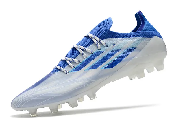 Adidas Sapatos de Futebol Azul Rosa, Parte Superior de Tricô de Corte Baixo, Cadarços Assimétricos, Gramado Firme 7