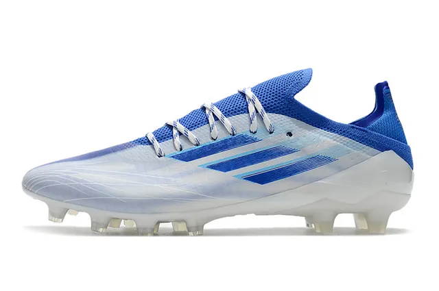 Adidas Sapatos de Futebol Azul Rosa, Parte Superior de Tricô de Corte Baixo, Cadarços Assimétricos, Gramado Firme 8