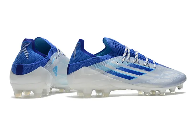 Adidas Sapatos de Futebol Azul Rosa, Parte Superior de Tricô de Corte Baixo, Cadarços Assimétricos, Gramado Firme 10