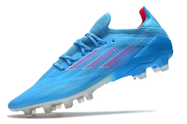 Adidas Sapatos de Futebol Azul Rosa, Parte Superior de Tricô de Corte Baixo, Cadarços Assimétricos, Gramado Firme 13