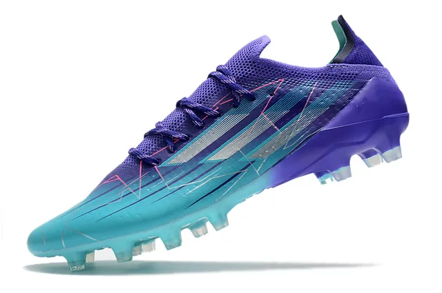 Adidas Sapatos de Futebol Azul Rosa, Parte Superior de Tricô de Corte Baixo, Cadarços Assimétricos, Gramado Firme 19