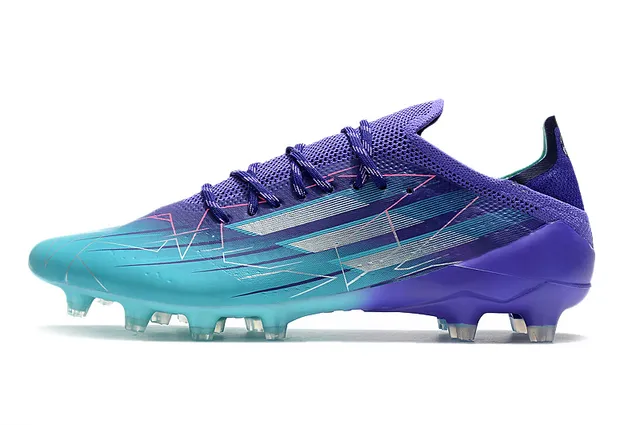 Adidas Sapatos de Futebol Azul Rosa, Parte Superior de Tricô de Corte Baixo, Cadarços Assimétricos, Gramado Firme 20