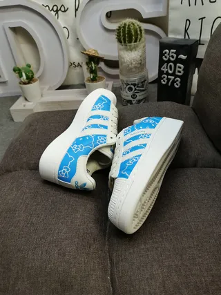 Adidas Blue White Low-Top Cupsole Lifestyle Sneakers 6