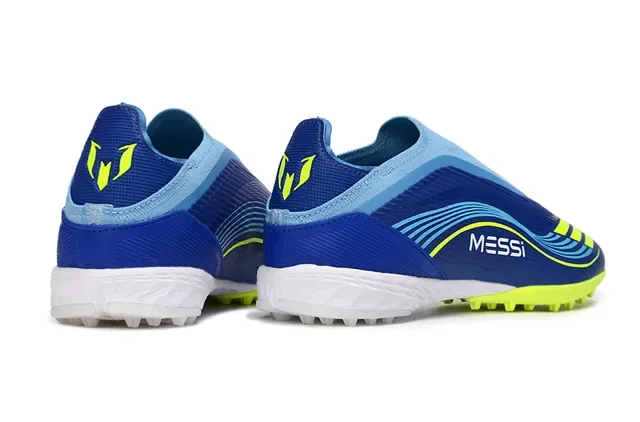 Adidas Bleu Jaune Low-Cut Sock-Fit Upper Synthetic Wave-Patterned Overlay Artificial-Grass Chaussures de Football 6