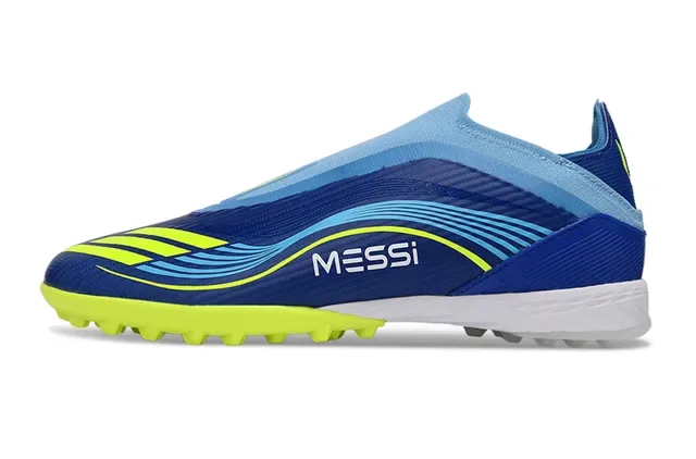 Adidas Bleu Jaune Low-Cut Sock-Fit Upper Synthetic Wave-Patterned Overlay Artificial-Grass Chaussures de Football 8