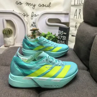 Adidas Bleu Jaune Maille Translucide Empeine Sculptée Semelle Médiane Chaussures de Course