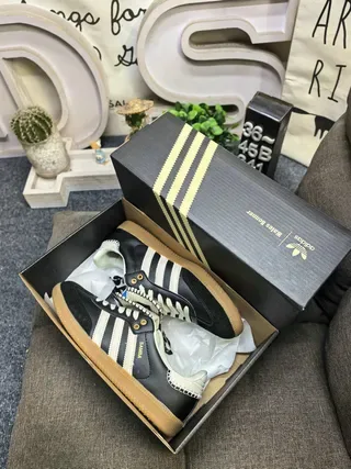 Adidas Brown Blue Leopard-Print Upper Cream Three Stripes Lifestyle Sneakers 23
