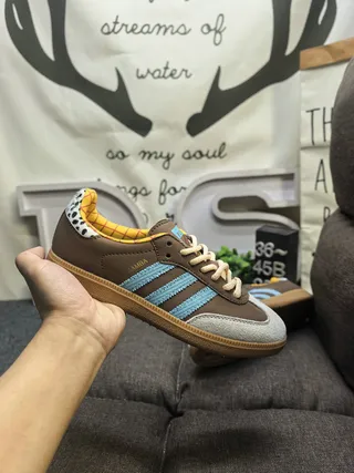 Adidas Brown Blue Suede Upper Three Light Stripes Lifestyle Sneakers 5