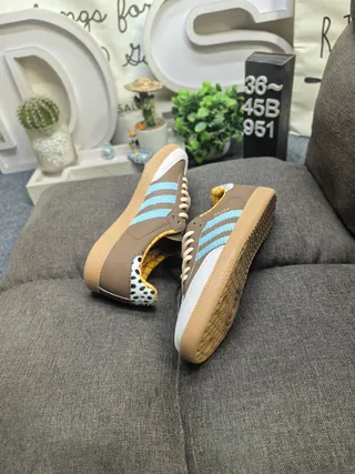 Adidas Brown Blue Suede Upper Three Light Stripes Lifestyle Sneakers 6