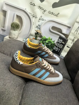Adidas Brown Blue Suede Upper Three Light Stripes Lifestyle Sneakers 9