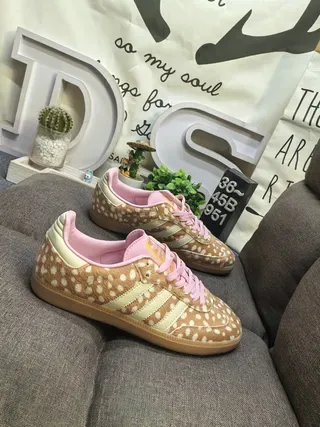 Adidas Brown Pink Polka-Dot Upper Gum Sole Lifestyle Sneakers 4
