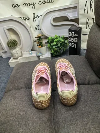 Adidas Brown Pink Polka-Dot Upper Gum Sole Lifestyle Sneakers 5