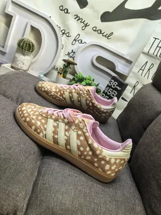 Adidas Brown Pink Polka-Dot Upper Gum Sole Lifestyle Sneakers 6