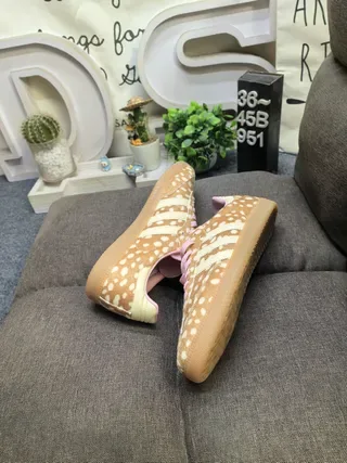 Adidas Brown Pink Polka-Dot Upper Gum Sole Lifestyle Sneakers 7
