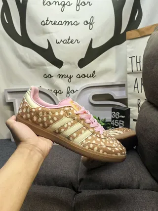 Adidas Brown Pink Polka-Dot Upper Gum Sole Lifestyle Sneakers 8