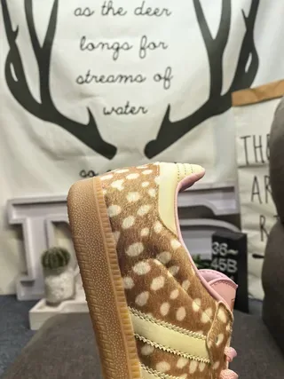 Adidas Brown Pink Polka-Dot Upper Gum Sole Lifestyle Sneakers 10